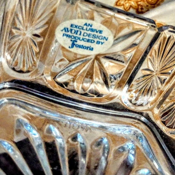 Vintage Avon Fostoria Crystal Pool 1979 Set - Picture 3 of 5